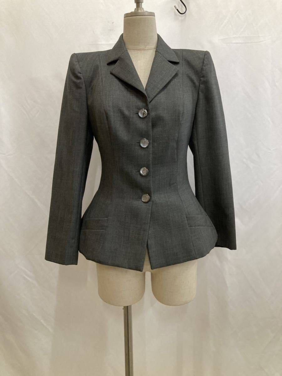 極美品　Christian Dior グレー テーラードジャケット　ウール　L フランス製 Christian Dior ディオール テーラードジャケット グレー