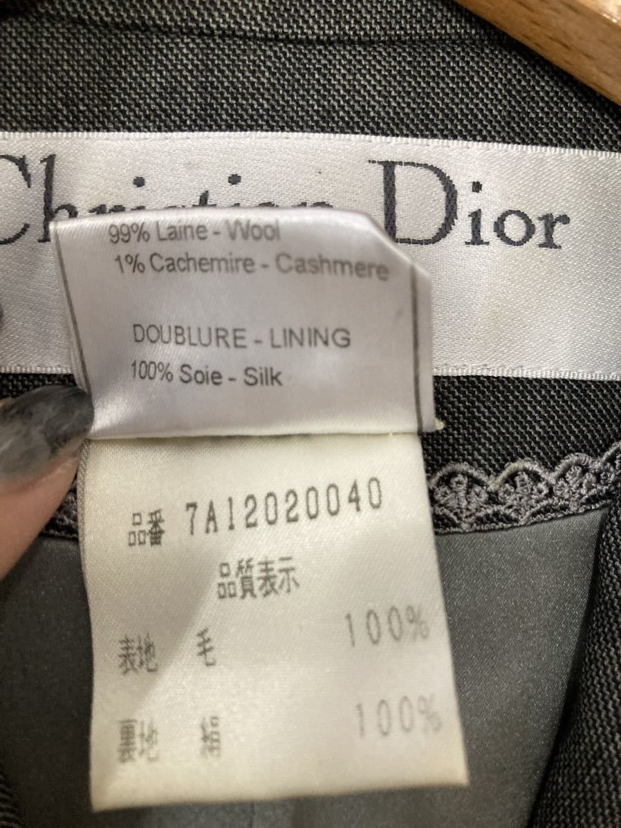 フランス製 Christian Dior ディオール テーラードジャケット グレー