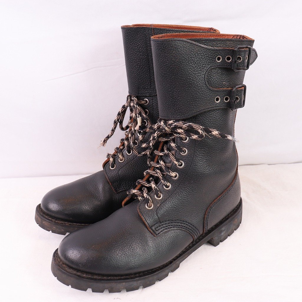 90's ARGUEYROLLES 43 / 27.5cm 位 デッド 黒 フレンチアーミー ミリタリー 2バックル ブーツ メンズ 中古 古着 eb1047