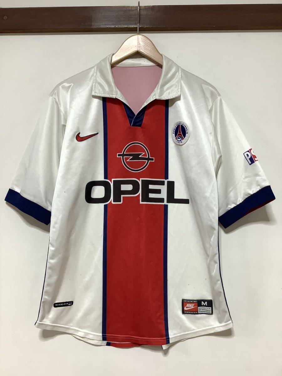 う1227 UK製 NIKE パリ・サンジェルマン PSG 98-99 ビンテージ レプリカユニフォーム M ホーム ホワイト OPEL