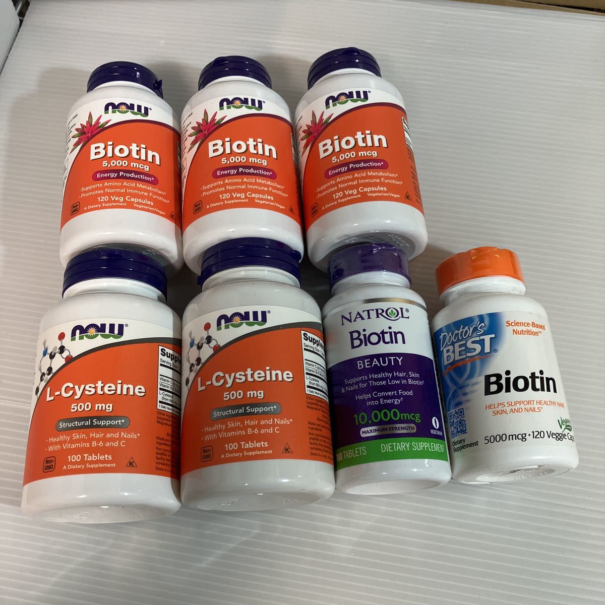 新品 送料込み サプリメント L-Cysteine×2 Biotin×5 合計7本 セット まとめ売り お得 now FOODS 等 健康 美容 システイン ビオチン