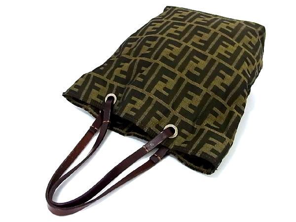 1円 FENDI フェンディ ズッカ柄 ナイロンキャンバス×レザー