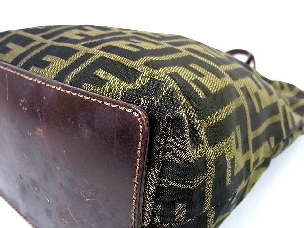 1円 FENDI フェンディ ズッカ柄 ナイロンキャンバス×レザー