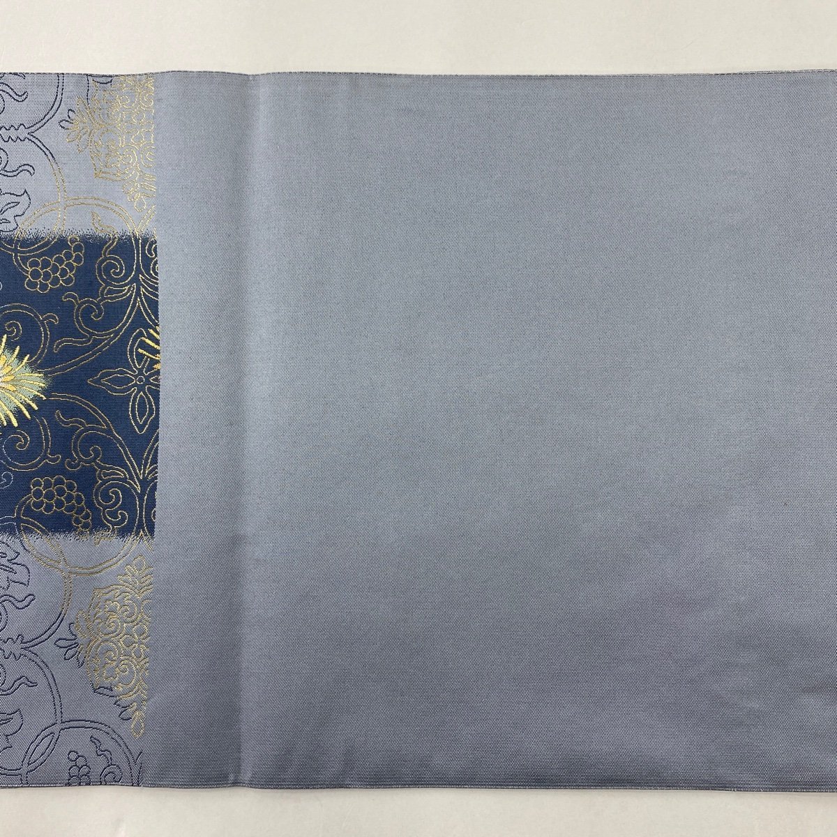 袋帯 美品 名品 華文 鳥 金銀糸 箔 青灰色 六通 正絹 【中古】 【公式