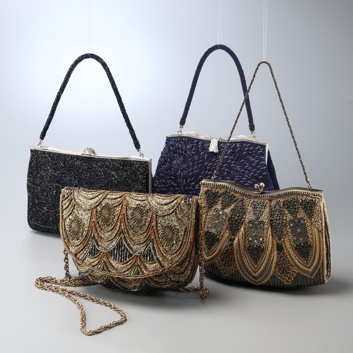 GO3089▽4点セット*LUMY/ルミー 含む*ビーズバッグ*ビーズ刺繍*