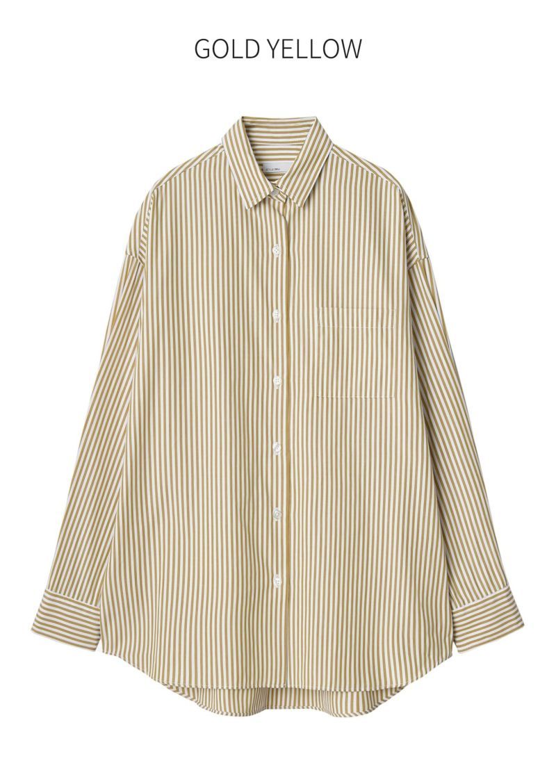【STYLE DELI】ベーシックストライプ柄シャツB／ゴールドイエロー・Fサイズ