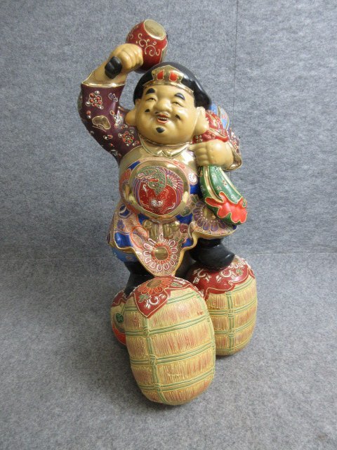 古九谷 大黒天 置物 九谷焼 置物 色絵 大黒天 [B32945] 高さ47cm 幅24cm 大黒様 大黒さん