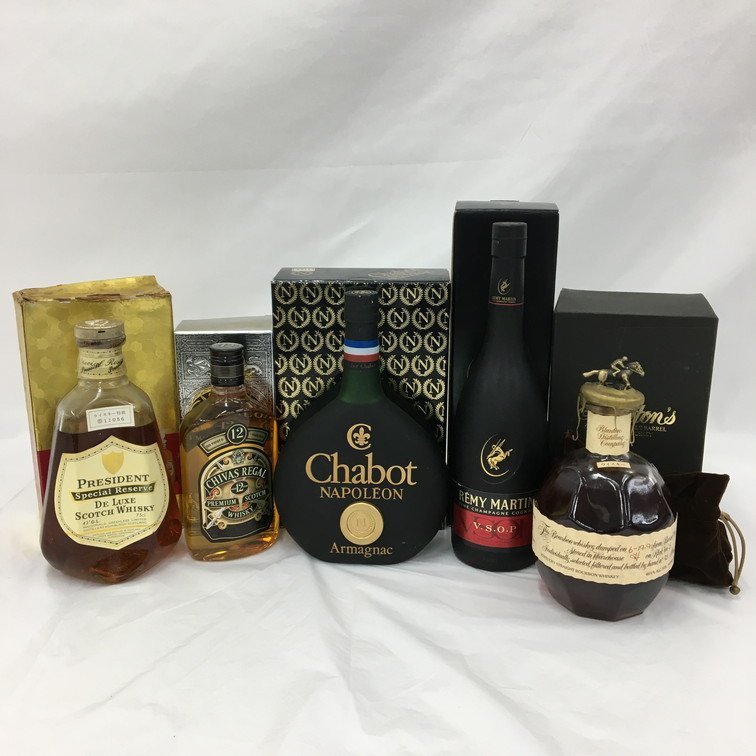 REMY MARTIN/CHABOT/CHIVAS REGAL/PRESIDENT/BLANTON 5本まとめ 500～750ml 40～46.5％ 箱付き 未開栓 国外酒【BIAG5017】