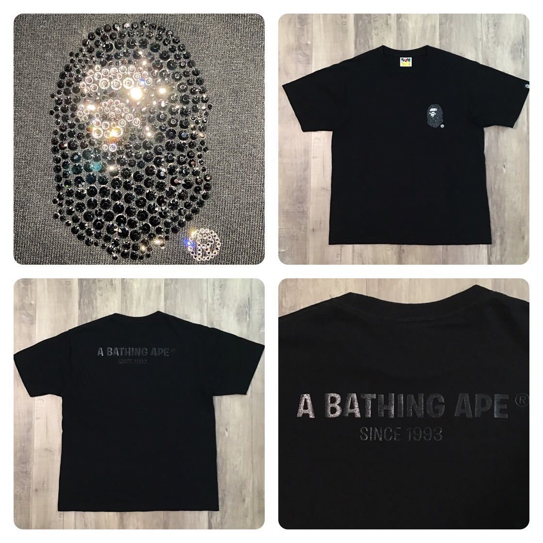 スワロフスキー APE HEAD LOGO Tシャツ Lサイズ black a bathing ape