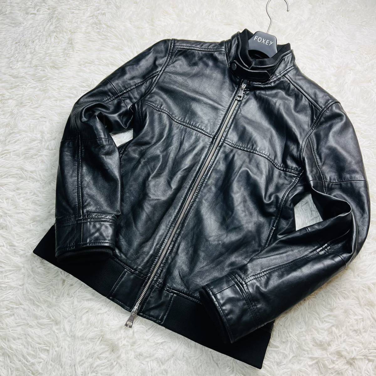美品】AKM エイケイエム ライダースジャケット レザー シープスキン 羊 