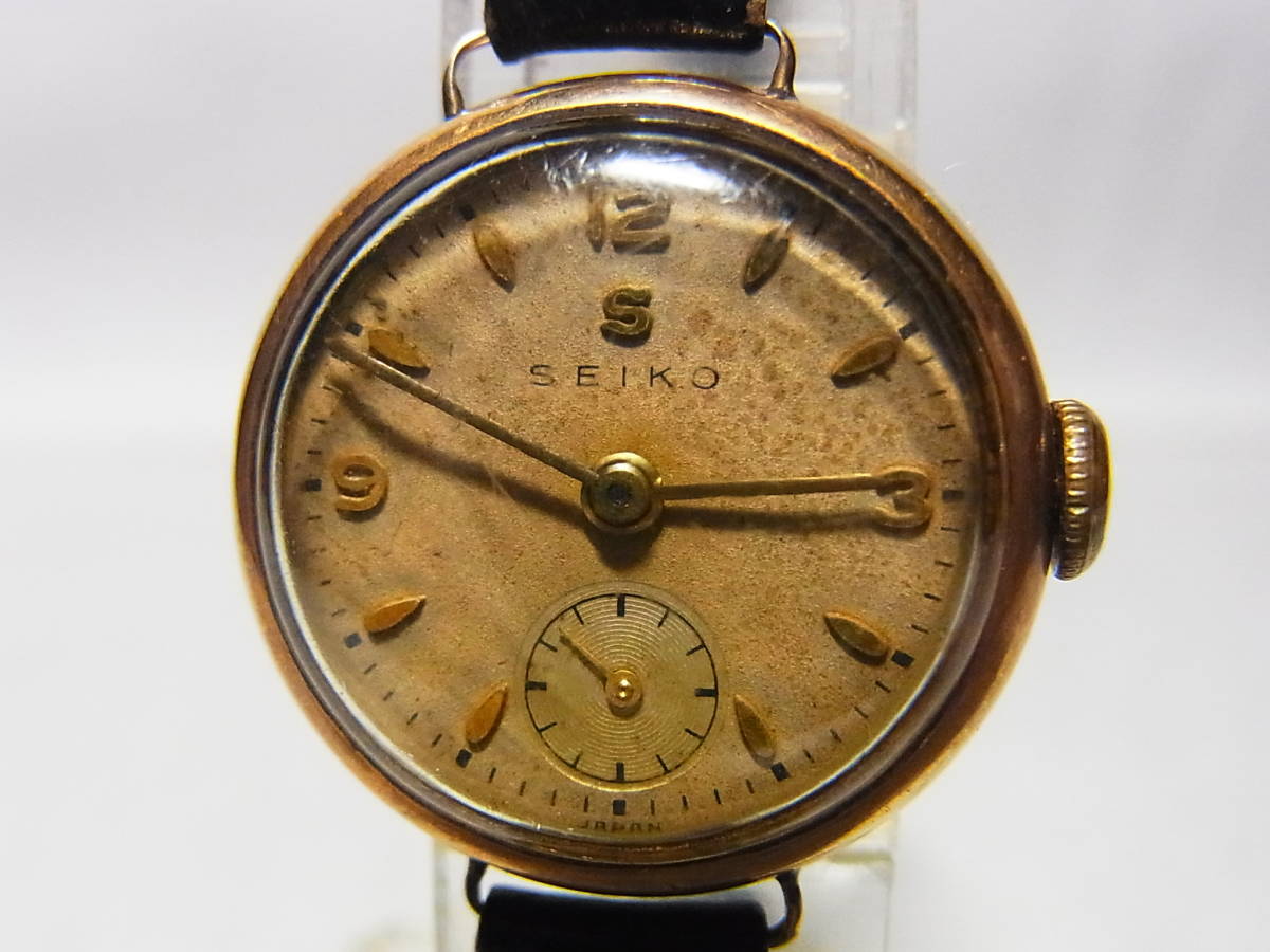ジャンク/不動品】セイコー SEIKO Sマーク 18K 6218 スモールセコンド 