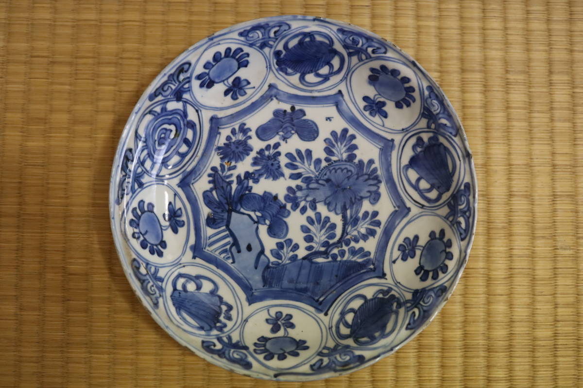 230207⑨明時代 南京赤絵花鳳凰紋大皿 直径約35cm 中国美術 ▽良