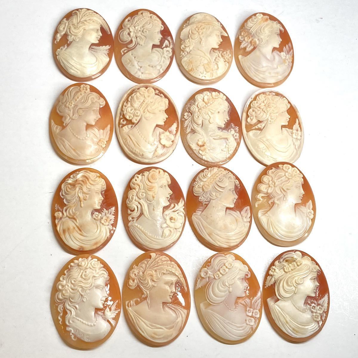 ☆シェルカメオ 重量41.9g☆99.8×76.7×1.9~3.9mm 彫刻 サイン入り