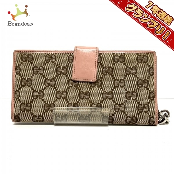 1円 GUCCI グッチ ジャッキー GGキャンバス×レザー 二つ折り 財布