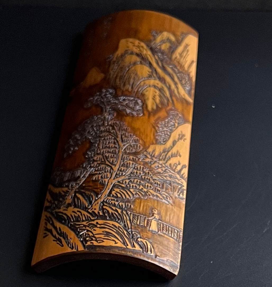 煎茶道具 山水浮彫茶合 仙媒 茶量 (独行深山) 【公式通販】