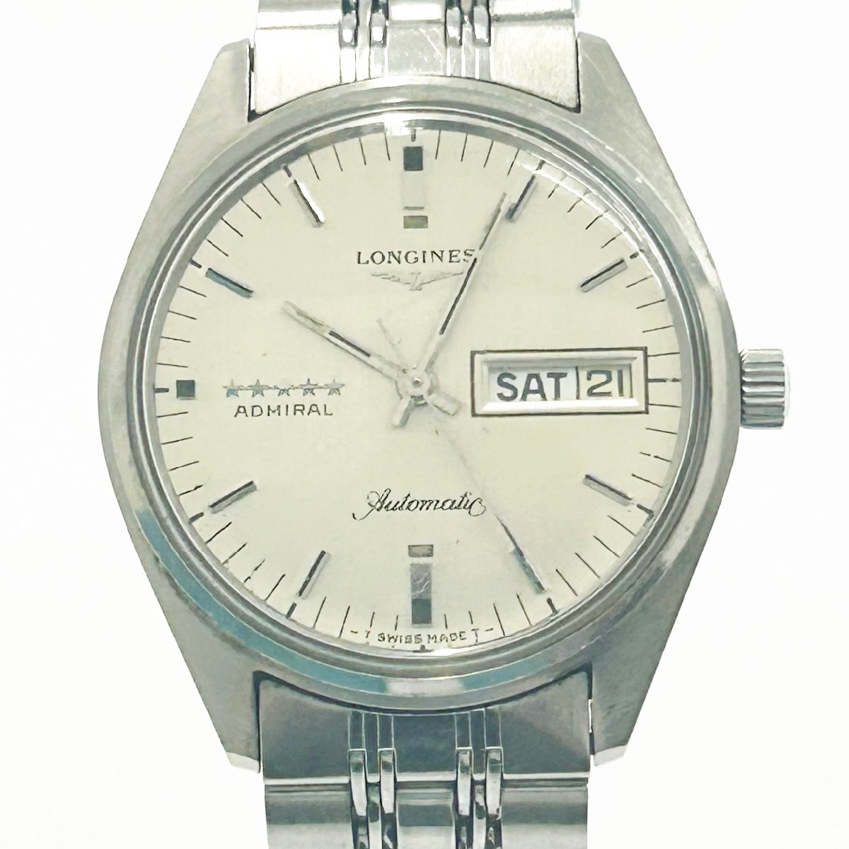 【人気，HOT】 1円スタート 訳あり品 LONGINES ロンジン ADMIRAL アドミラル ファイブスター SS シルバー文字盤 自動巻き メンズ腕時計 189222(アドミラル)｜売買されたオークション情報、yahooの商品情報をアーカ アドミラル