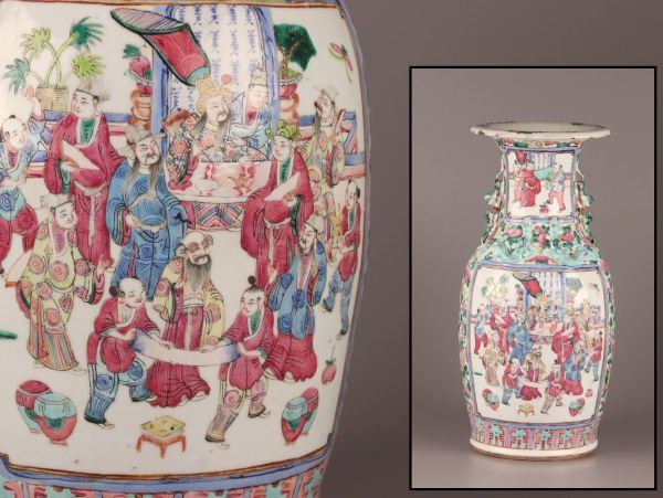 中国古玩 唐物 十錦 粉彩 花瓶 時代物 極上品 初だし品 C1768