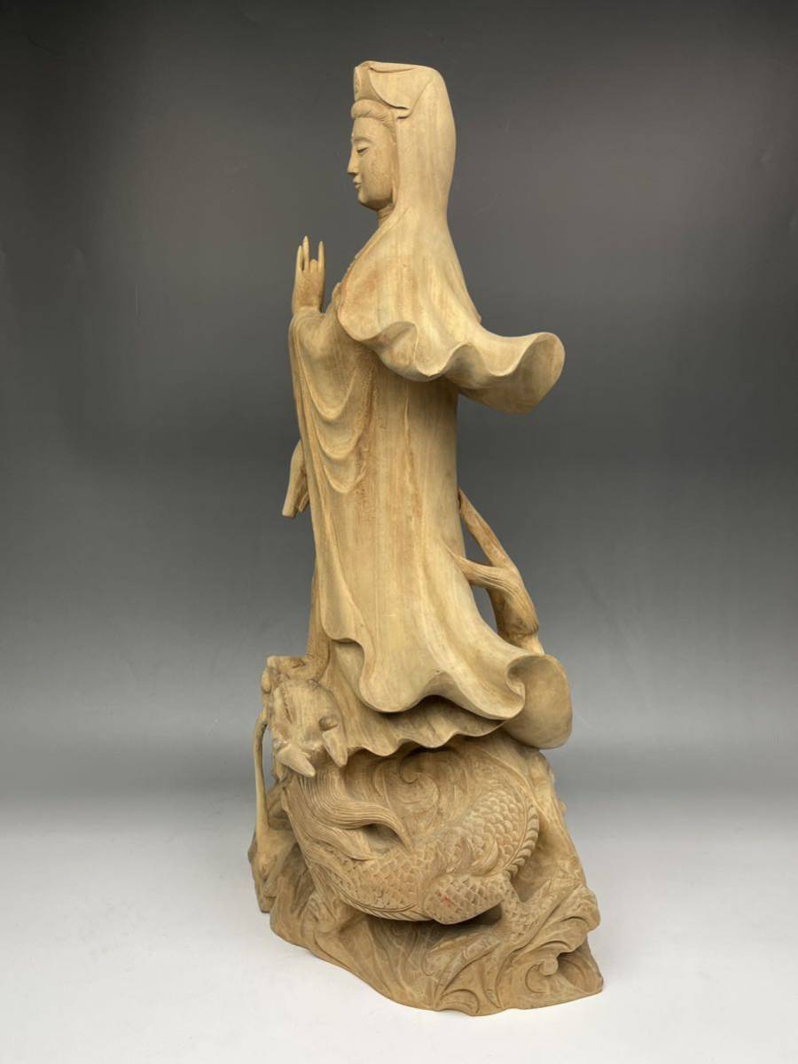 仏像 龍 木彫り 観音像彫刻 ツゲ [U66らと](仏像 仏教美術 木彫 龍
