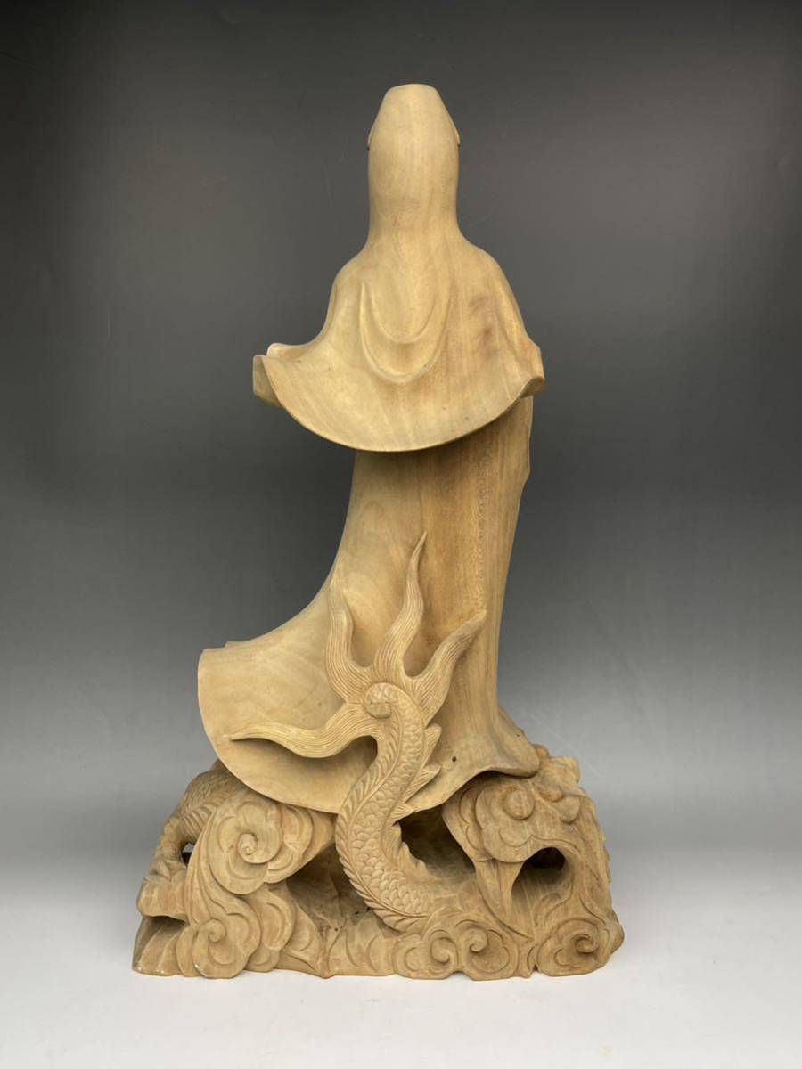 仏像 龍 木彫り 観音像彫刻 ツゲ [U66らと](仏像 仏教美術 木彫 龍
