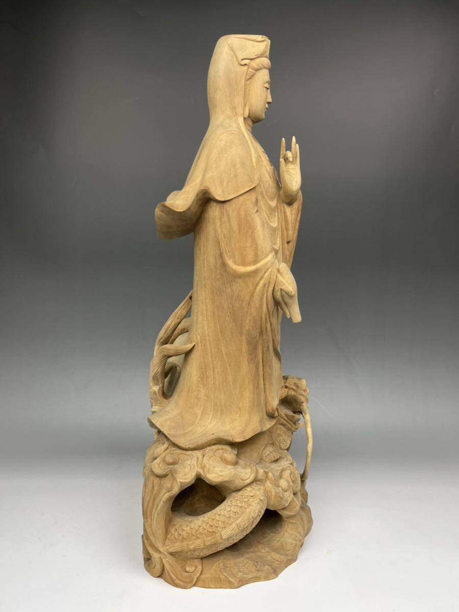 仏像 龍 木彫り 観音像彫刻 ツゲ [U66らと](仏像 仏教美術 木彫 龍