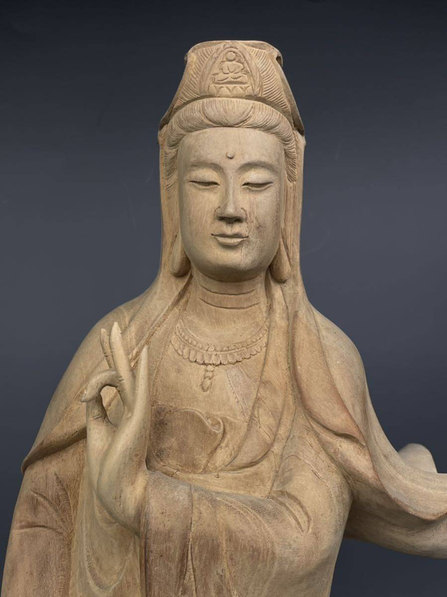 仏像 龍 木彫り 観音像彫刻 ツゲ [U66らと](仏像 仏教美術 木彫 龍