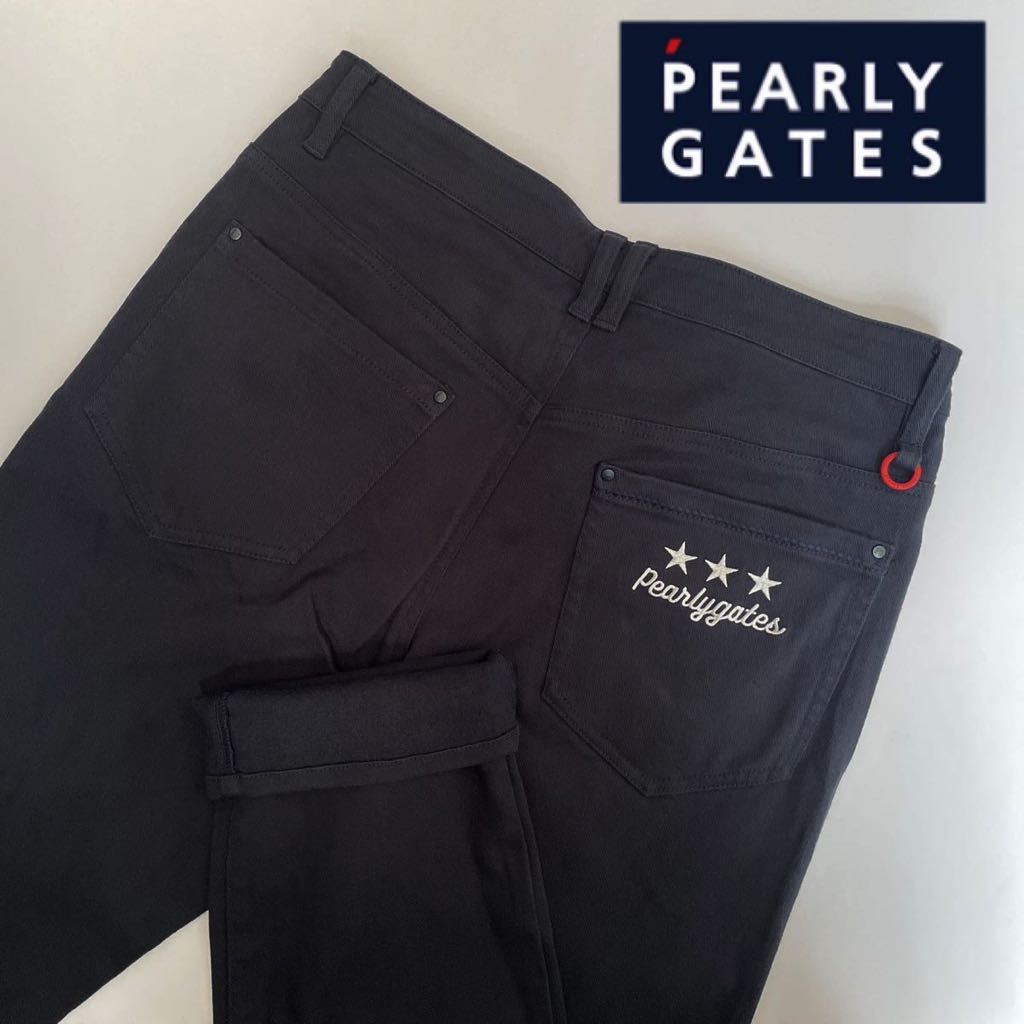 サイズ5/PEARLY GATES パーリーゲイツ/秋冬/メンズ/ストレッチロングパンツ/ゴルフパンツ/刺繍ロゴ/スラックス/オシャレ/ブラック/展示品