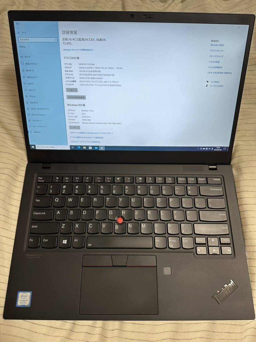 人気の英字キーボード！　Lenovo ThinkPad X1 Carbon Gen 7 i7 WQHD 16GB 512GB AC付き　プレミアムモデル