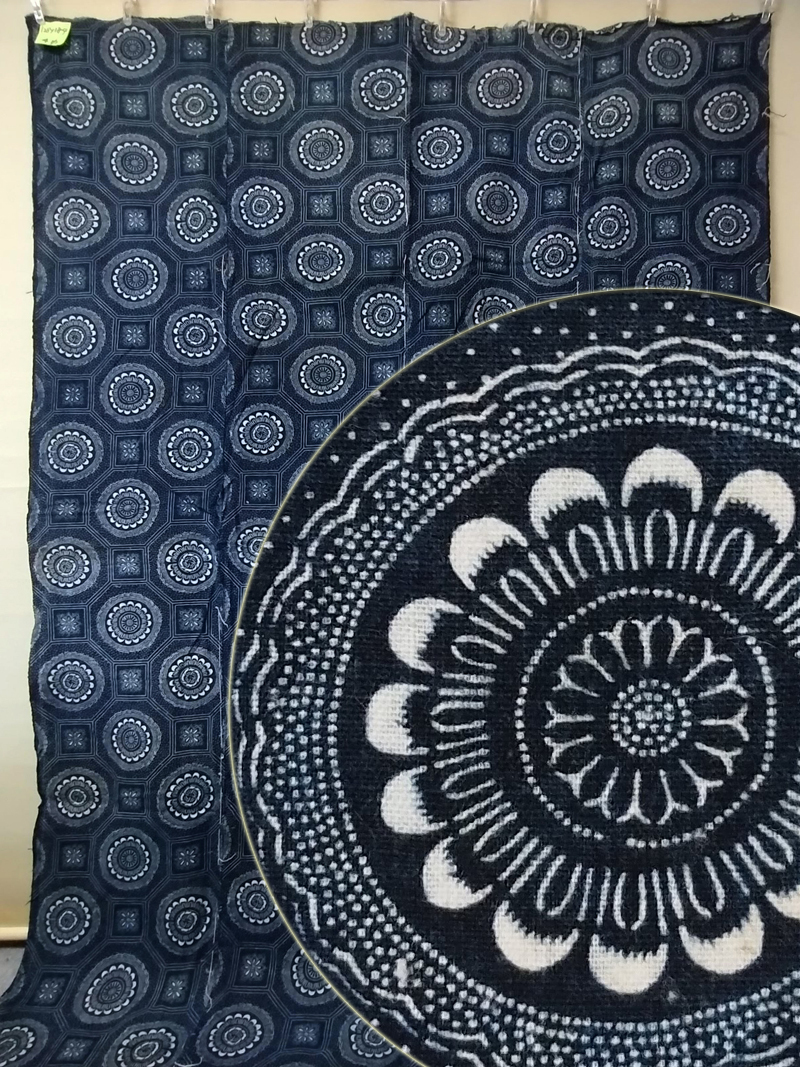 大得価，正規品 214 古布 藍染 木綿 型染 4幅 ふとん皮 natural Indigo dye 着物リメイク 襤褸 刺し子 パッチワーク シーツ 布団カバー 洋服 等に(リメイク素材)｜売買されたオークション情報、yahooの商品情報をア リメイク素材