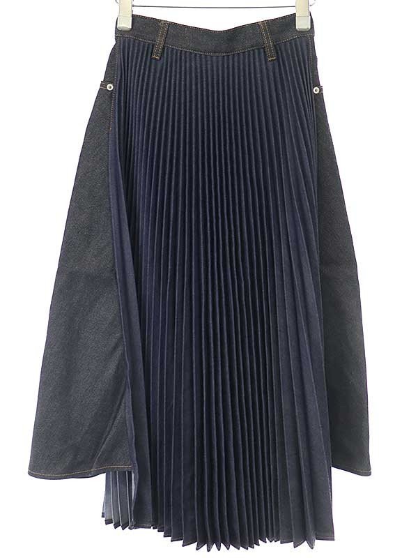 LOEWE ロエベ 20AW デニムプリーツフレアスカート インディゴ 36  