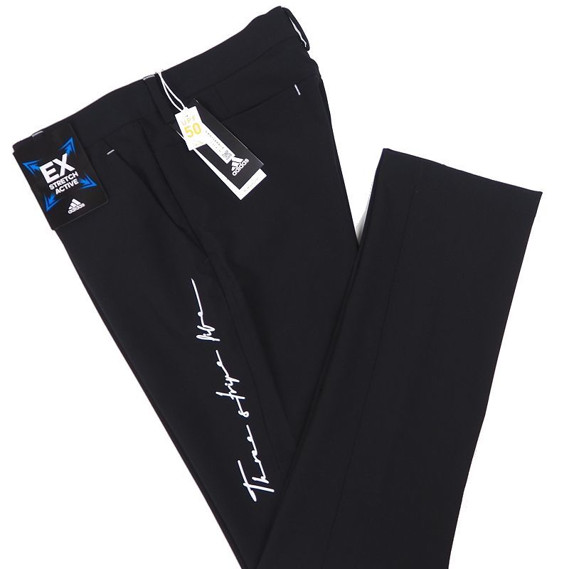 P363 新品 アディダスゴルフ EX STRETCH ACTIVE ストレッチ パンツ (ウエスト92) テーパードシルエット adidas GOLF 春夏 ブラック