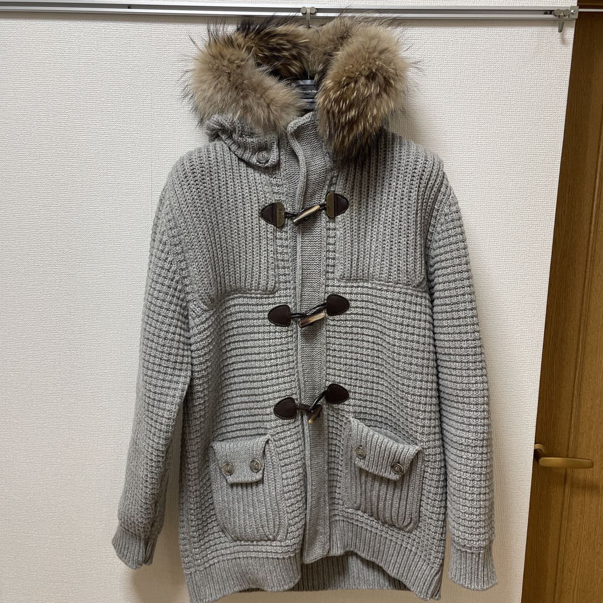 美品】BARK バーク ファー付き ニット ダッフルコート XXL ライト