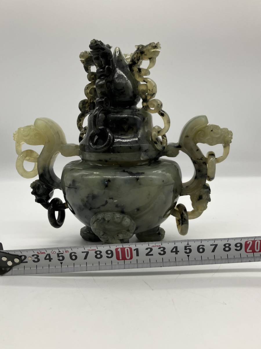 中国 Yahoo!オークション 彫刻 - 翡翠玉石 香炉 中国古玩 玉石翡翠彫刻