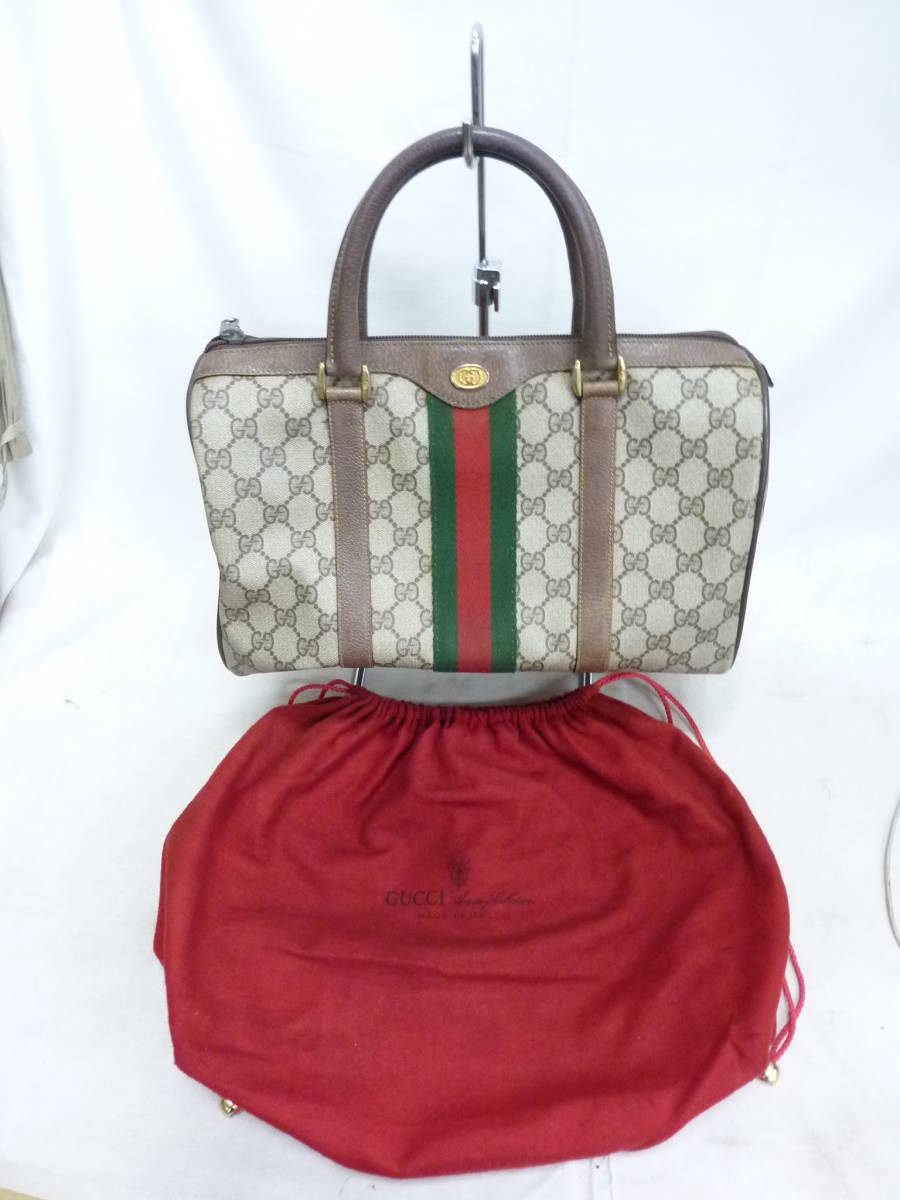 ☆ OLD GUCCI オールドグッチ ハンドバッグ GG柄 PVC シェリーライン