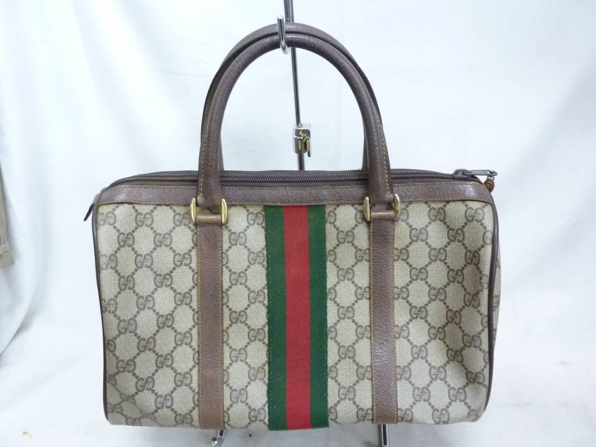 ☆ OLD GUCCI オールドグッチ ハンドバッグ GG柄 PVC シェリーライン 