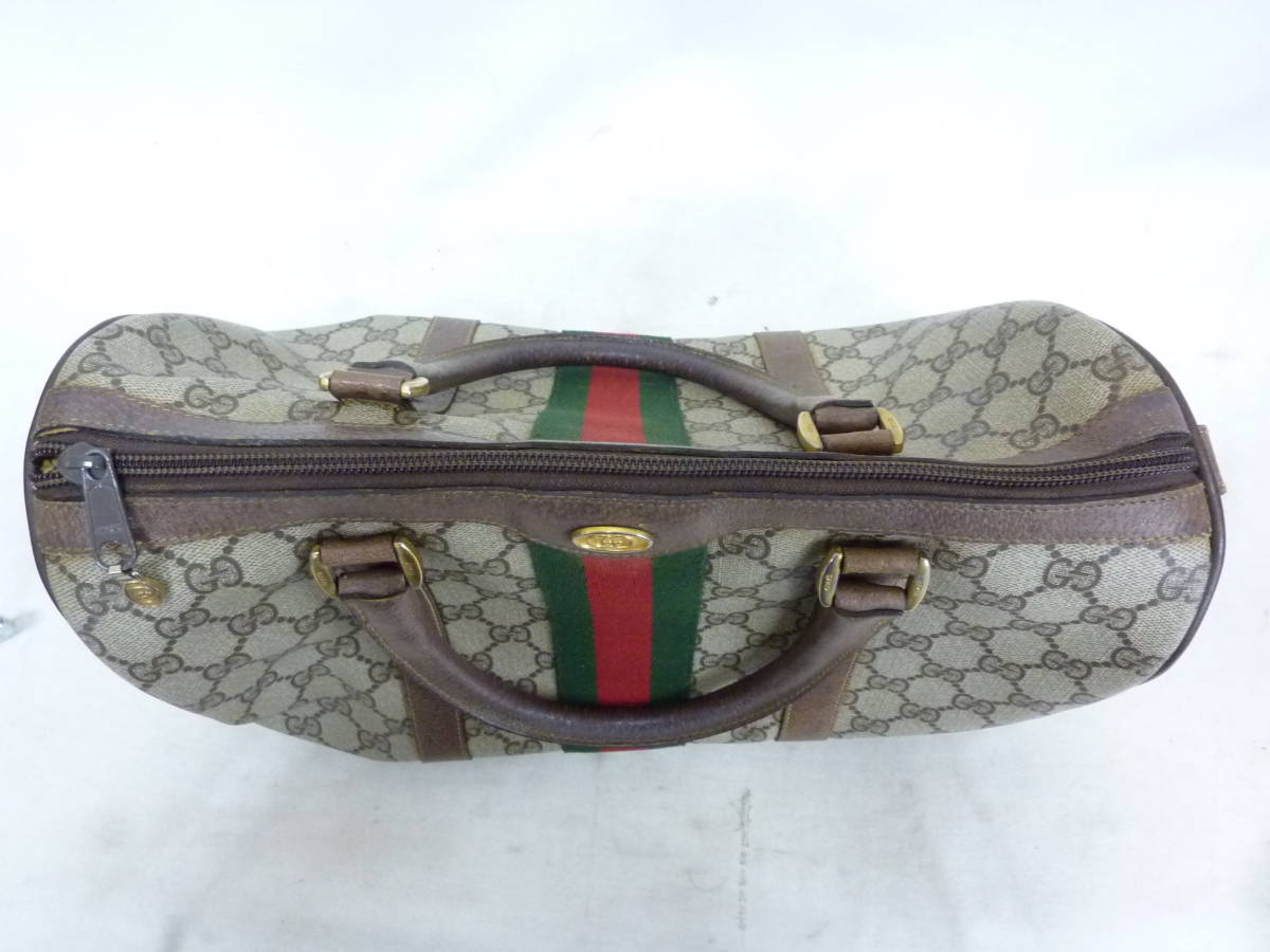 ☆ OLD GUCCI オールドグッチ ハンドバッグ GG柄 PVC シェリーライン 