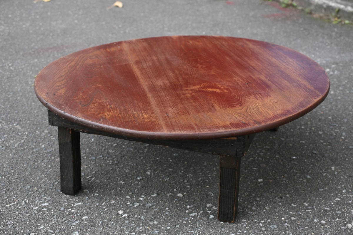 蔵出し特価花梨こぶ玉杢花台 木製円形テーブル 58×42×5cm 丸