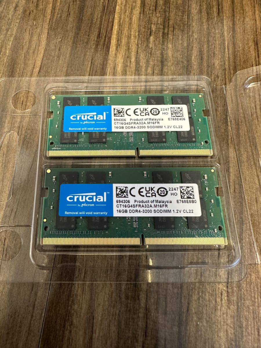 メモリ crucial 16GB 2個セット DDR4-3200 SODIMM Crucial 16GB DDR4 2