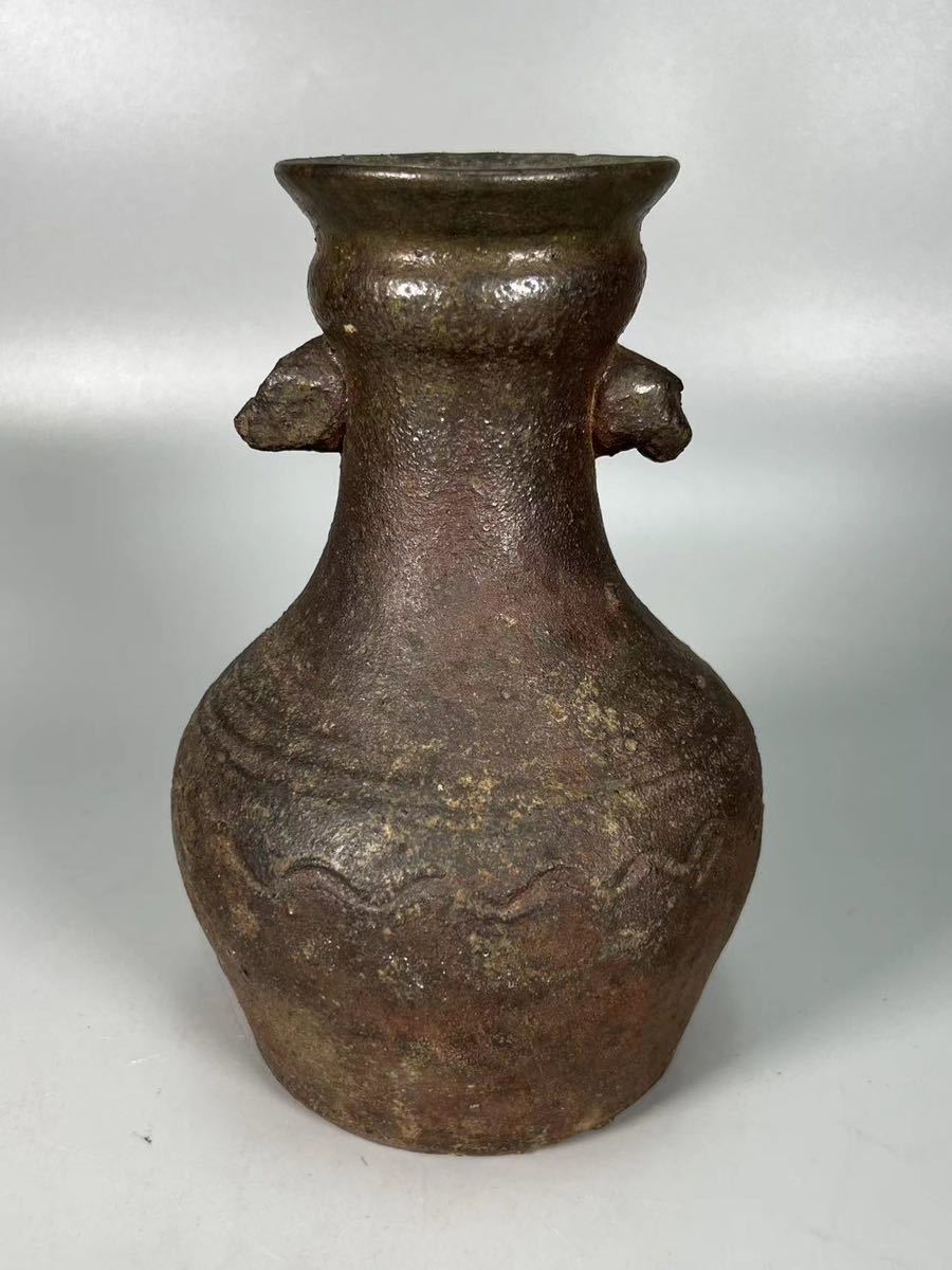 中村 蔵出し/備前焼 中村六郎 備前花入 花器 花瓶 花生 真 作 「備前窯変