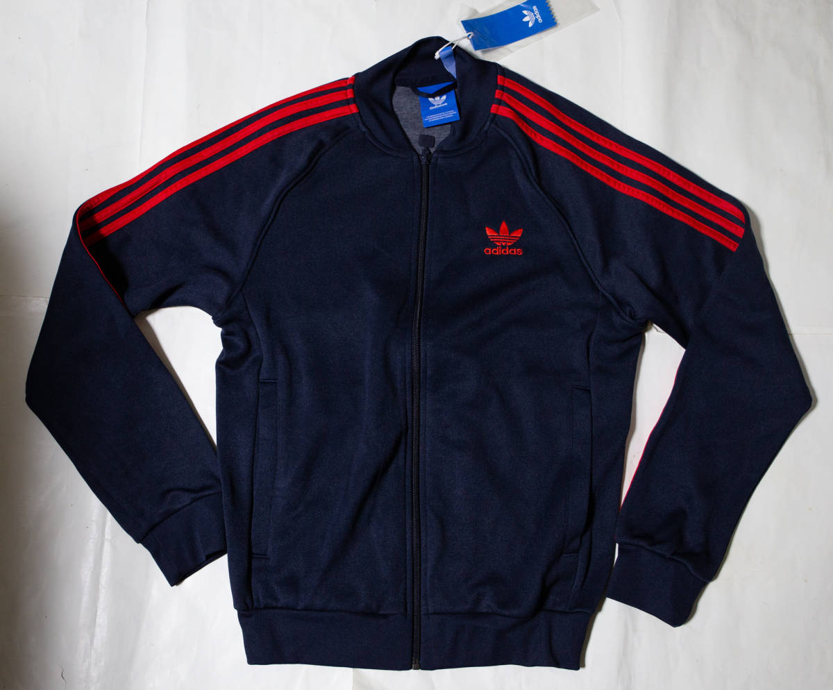 adidas トラックジャケット ジャージ上着 紺×赤 M 未使用品即決 