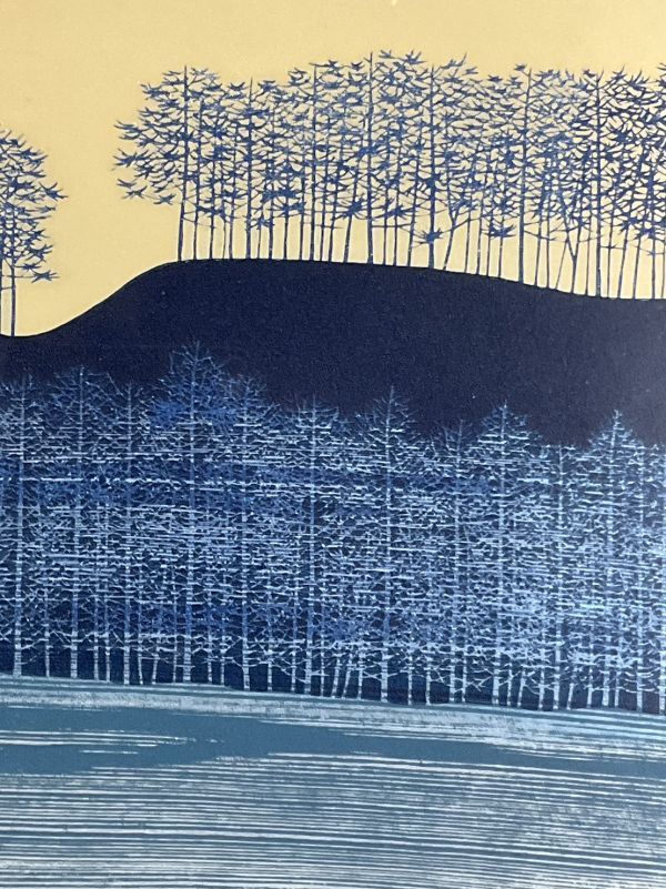 真作□木版画□西田忠重□『stretch of trees 』□ORIGINAL WOODBLOCK