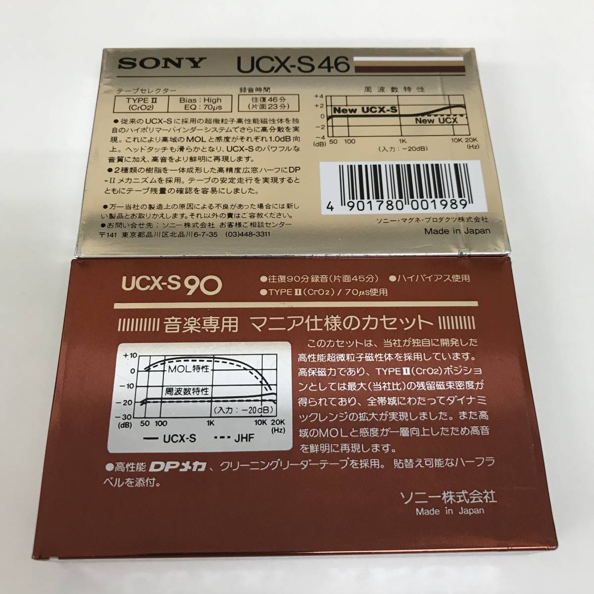 h0855/新品未開封/カセットテープ/2本セット(46分×1本、90分×1本)/SONY 