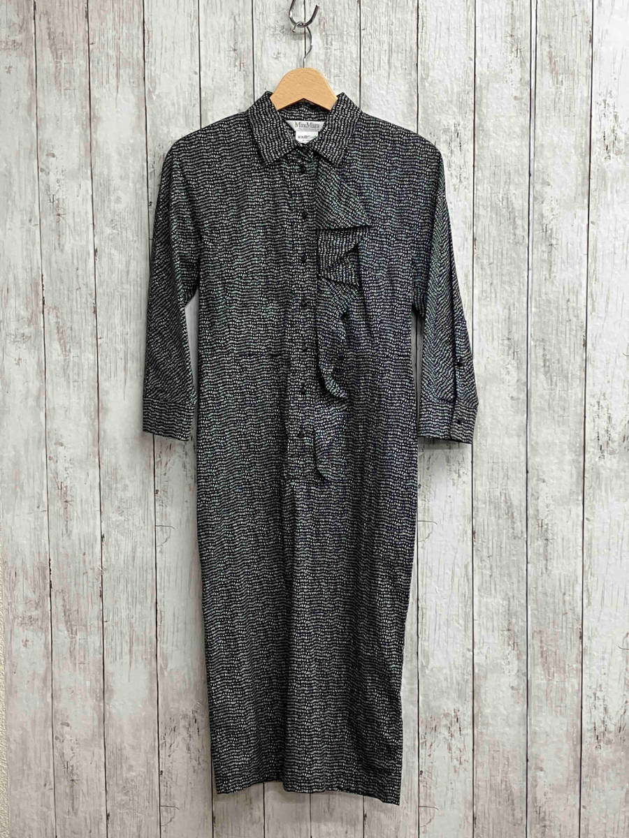 MAX MARA/マックスマーラ/長袖ワンピース/ブラック×総柄/Mサイズ