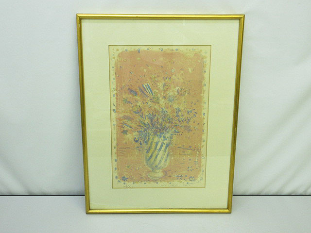 絵画買取・販売の小竹美術 小野州一「花」リトグラフ Yahoo