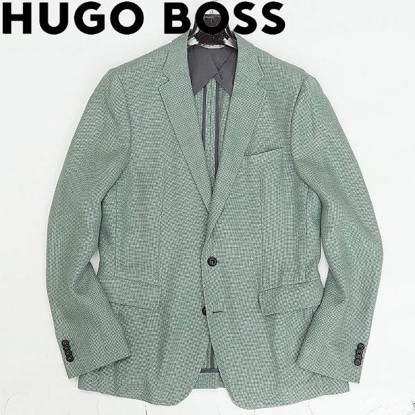 ◆HUGO BOSS ヒューゴボス×伊デルフィノ社 リネン 2釦 ジャケット 50