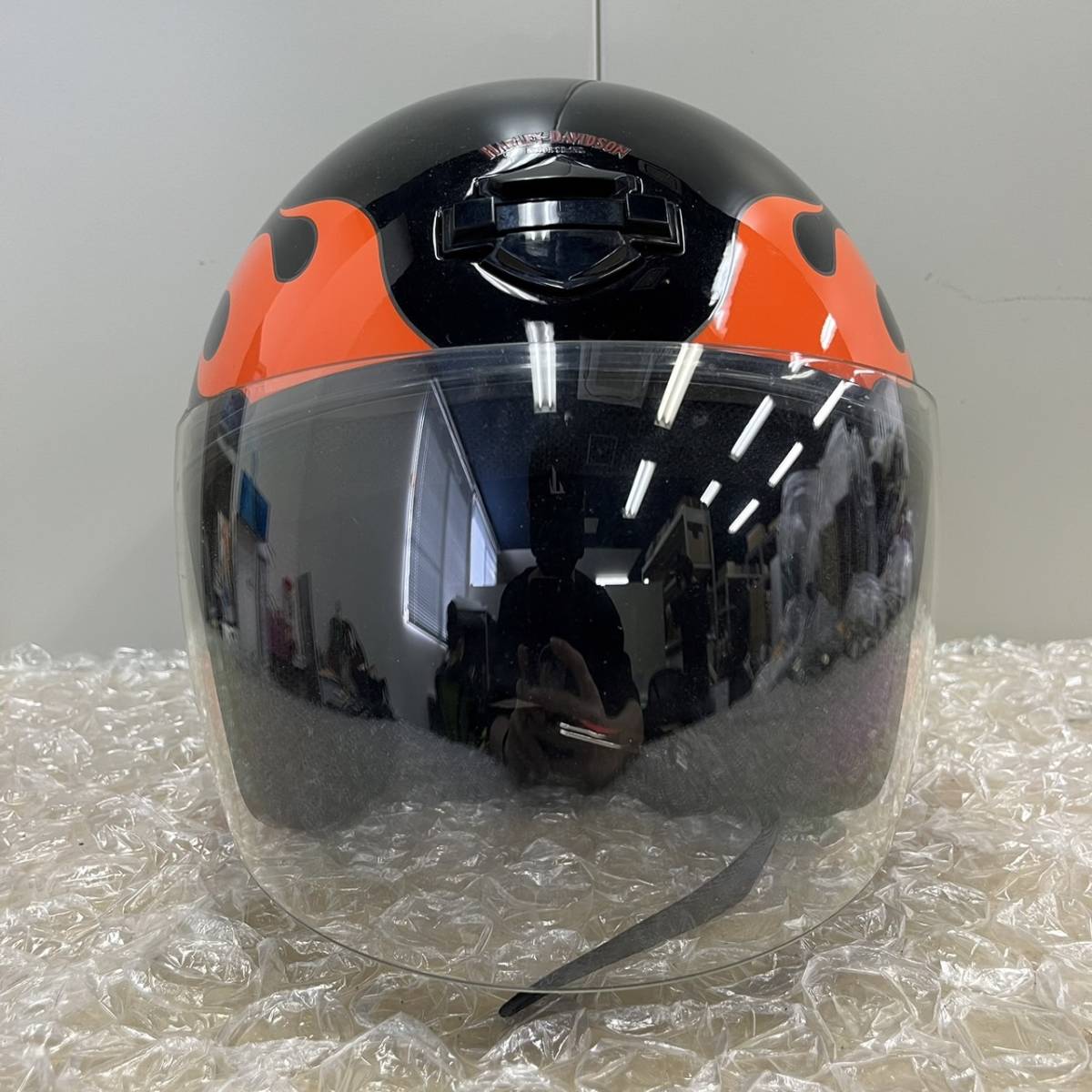 バイク 半ヘル リボン 新品エイジングペイント ハーレー チョッパー 未使用
