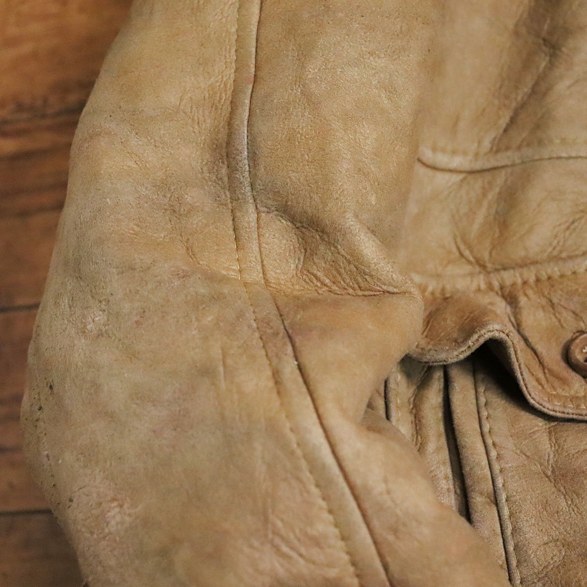 J3S/S8.28-4　ユーロ古着　ムートンジャケット　本革　レザージャケット　裏ボア　フライトジャケット　革ジャン　メンズ　54　キャメル
