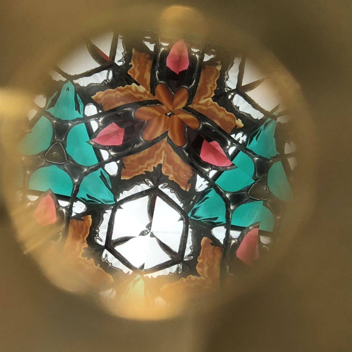 ステンドグラス万華鏡 ホイールスコープ アンティーク カレイド