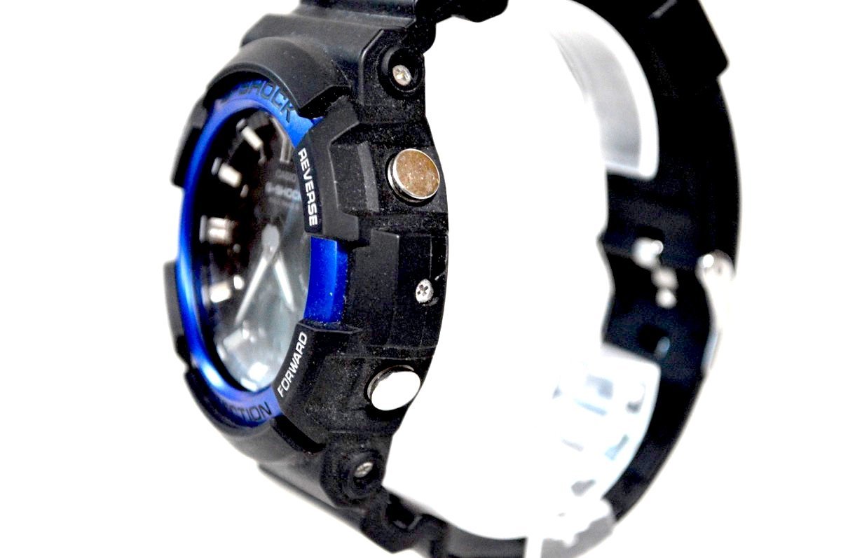 1円○美品○動作OK○カシオ G-SHOCK GAW-100B○ブラック×ブルー 黒青 