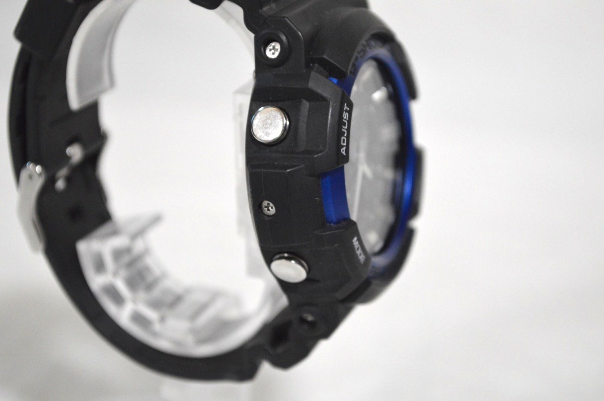 1円○美品○動作OK○カシオ G-SHOCK GAW-100B○ブラック×ブルー 黒青 