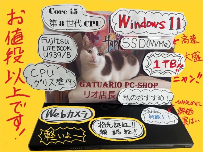 2020年4月製 Windows11 SSD1TB 富士通LIFEBOOK U939/B i5 第8世代 WEB